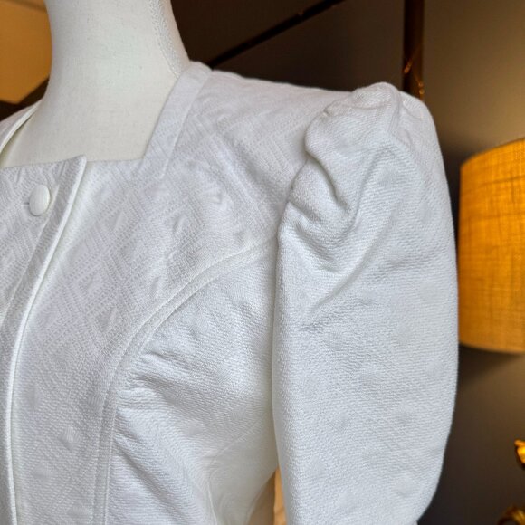 Vintage 80s White Fitted Skirt Suit 100% Cotton - Picture 5 of 16